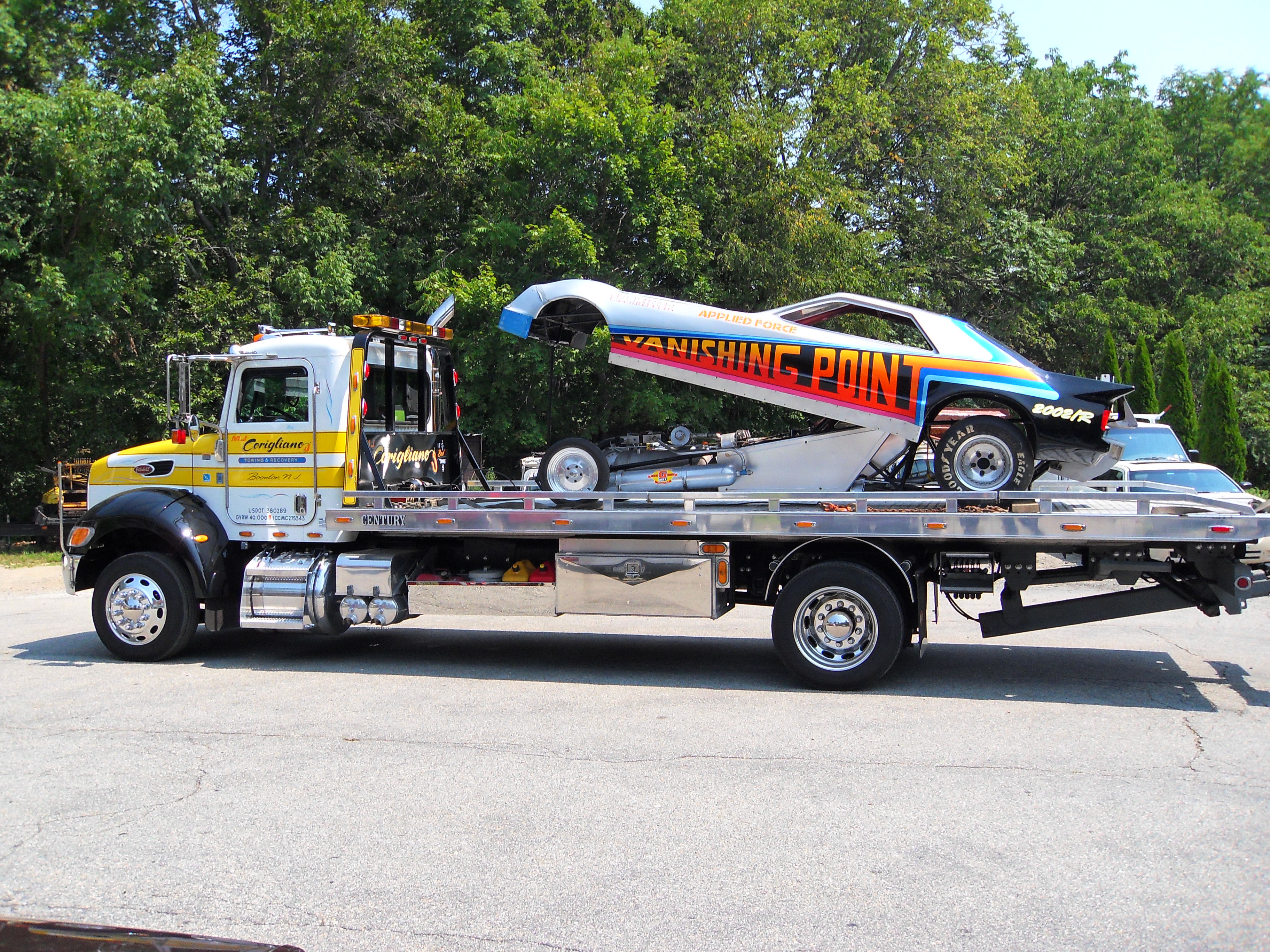 Vanishing Point on flatbed truck restored body up